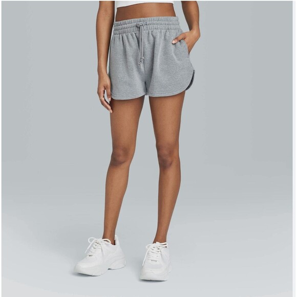 Wild Fable Shorts Womens L Gray High Rise Elastic Waist Fleece Dolphin Style - Picture 3 of 11